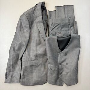 Tonyzenn 3-Piece Super 140’s Wool Slim Suit 40R 35x36 Unhemmed Gray NWT